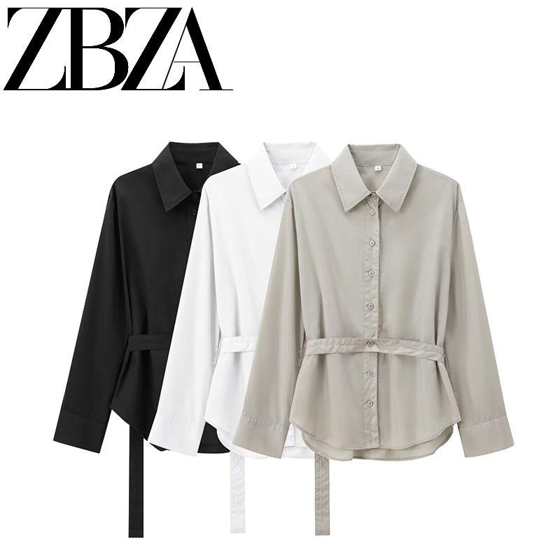 Zab Autumn New Women's Clothing Fashion Style French Style Design Bowknot Decoration Poplin Shirt 9024431