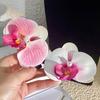 Set of 2 French Floral Hair Grip Pink Orchids Flower Hairpin Stylish Hair Grips for Girl Sweet Side Barrettes Jewelry