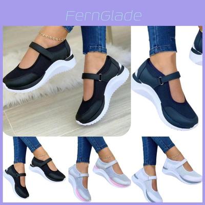 Summer Round Toe Thick Bottom Magic Sticker Knitted Mesh Casual Women's Shoes
