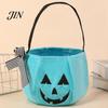 Embroidered Candy Holder Halloween Pumpkin Bag for Kids, Trick or Treat Tote Large with Handle, Reusable Snack Bucket Party Favors Festive Decoration