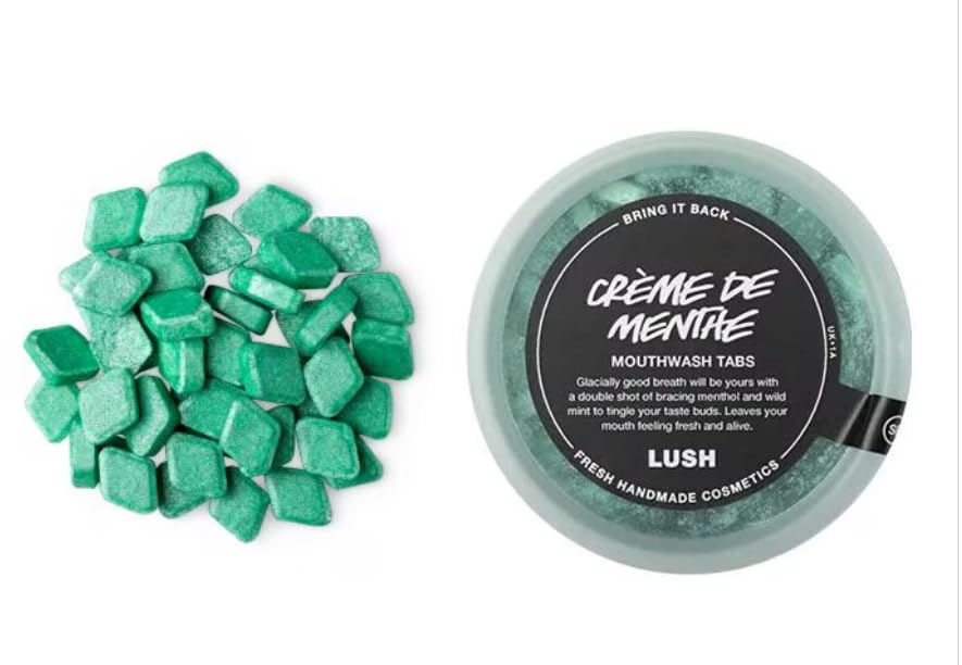 LUSH ополаскиватель для рта Crème de Menthe 45 г / Мятный вкус / Освежающий! Zing Освежитель Грязный Блеск, Зеленый