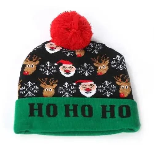 Christmas Hat With Led Light Christmas Light Up Sweater Knitted Beanie Xmas Hat for Adults Kids Christmas Decor Supplies