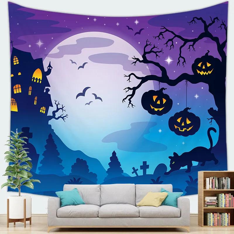 Halloween theme Ghost background digitalprinted polyester tapestries living rooms bedrooms macrame wall hanging room