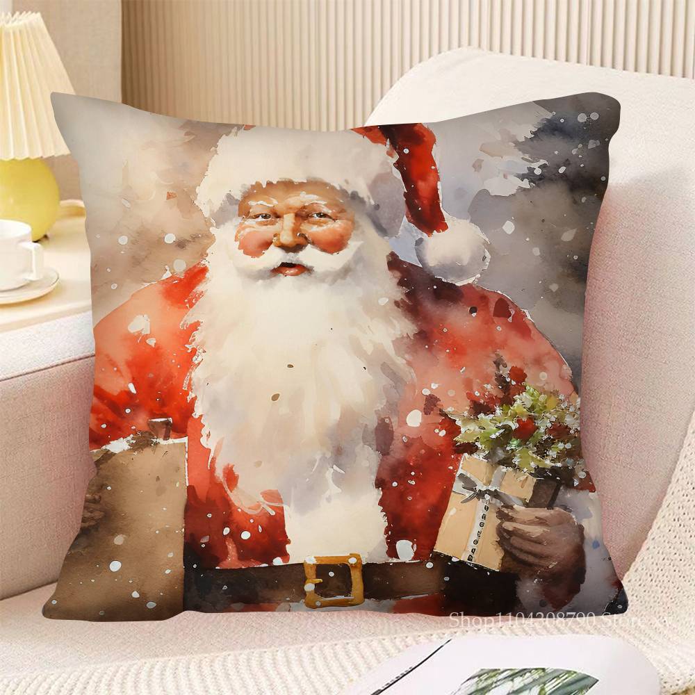 Santa Claus Pillow Case Fashion Square Pillowcase Bedroom Sofa Room Ins Decoration Leisure