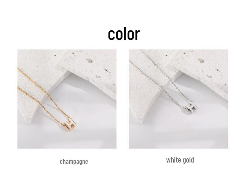Pony's White 18K Gold Plated 'H' Initial Necklace - Elegant, High-End, Non-Fading Clavicle Chain