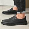 Fashion Classic Brand Men's Leather Casual Shoes Soft Soles Soft Surfaces Men's Loafers Versatile Low Cut Shoes Wear-resistant Brown