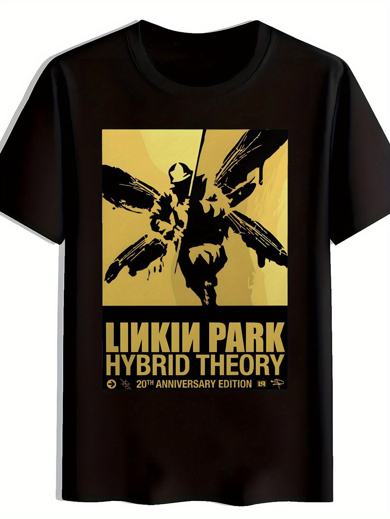 Linkin Park Hybrid Theory Graphic T-shirt - Black Casual Summer Short Sleeve Crewneck XXXXL