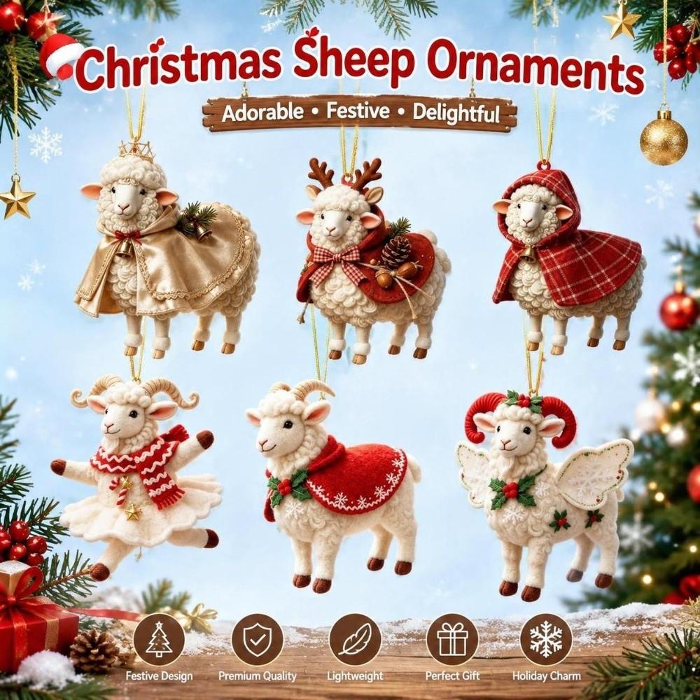 Cartoon Christmas Tree Ornament Hanging Pendant Holiday Decor Durable Sheep Ornament Home
