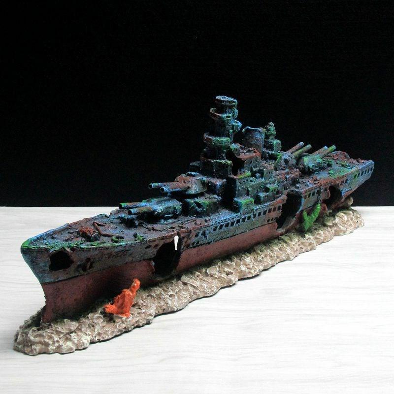 Aquarium Landscaping Warship Wreck Seabed Wreck Aquarium Ornament Resin Crafts