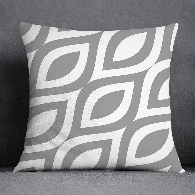 Gray White Cushion Cover Geometric Sofa Pillowcase Home Bedroom Decor