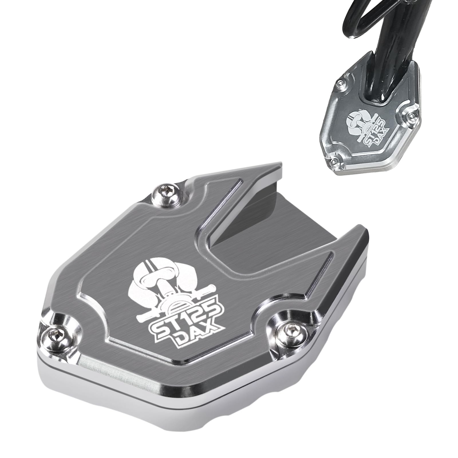 

DAX 125 ST125 Пластина боковой подставки Алюминиевый сплав ЧПУ Нескользящая Защита от опрокидывания Защита от проседания Велосипедная подножка DAX 125 серебряный