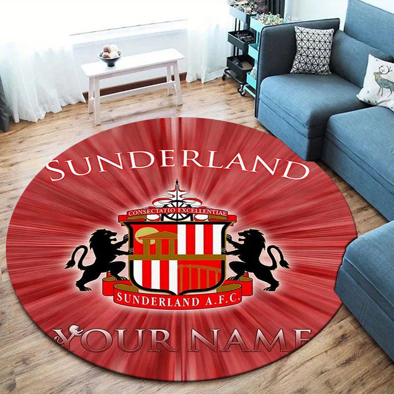 Sunderland A.F Custom Name Round Area Rug,Carpet Rug for Living Room Bedroom Sofa Playroom Decor,Non-slip Floor Mat