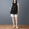 DIMANAF 2026 New Summer Plus Size Women Shirts Tees Casual Loose Blouse Button Sleeveless Lady Tops Pleated Black