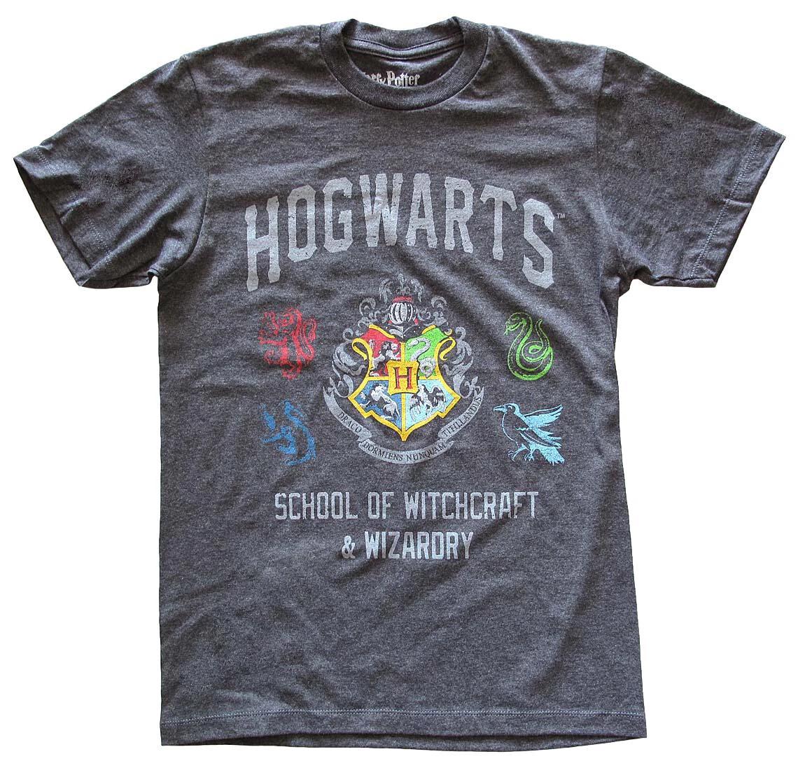 Harry Potter Hogwarts School of Witchcraft and Wizardry Men s Charcoal T-Shirt XL