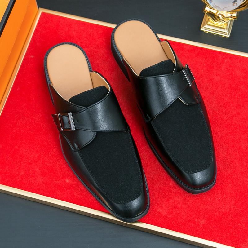 Fashion Suede Patchwork Fashionable Slippers Non Slip Men Comfortable Loafers Men's Casual Slip On Flats Soft Large Size Leather Shoes