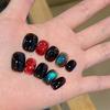 10 Pcs Handmade Short Square Red Amber Blue Cat Eye Press On Nails Detachable Fake Nails For Women And Girls