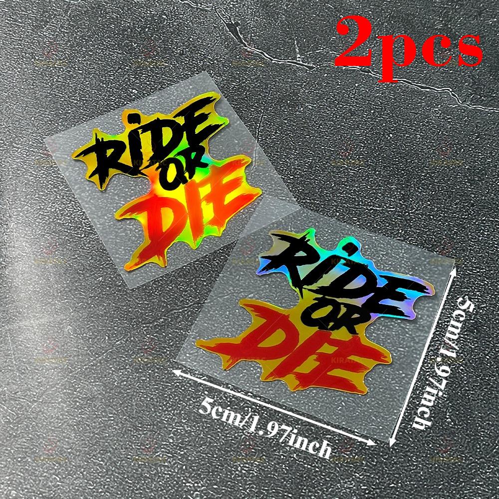 2PCS Gold RIDE OR DIE Motorcycle Stickers for Helmet Bicycle Handlebars Top Tube Frame Universal Waterproof Vinyl Decals