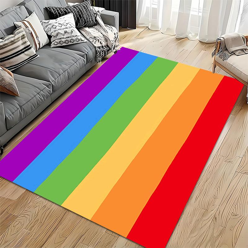 Rainbow Striped Pattern Carpet Suitable As a Non-slip Mat for the Living Room or Bedroom Sofa