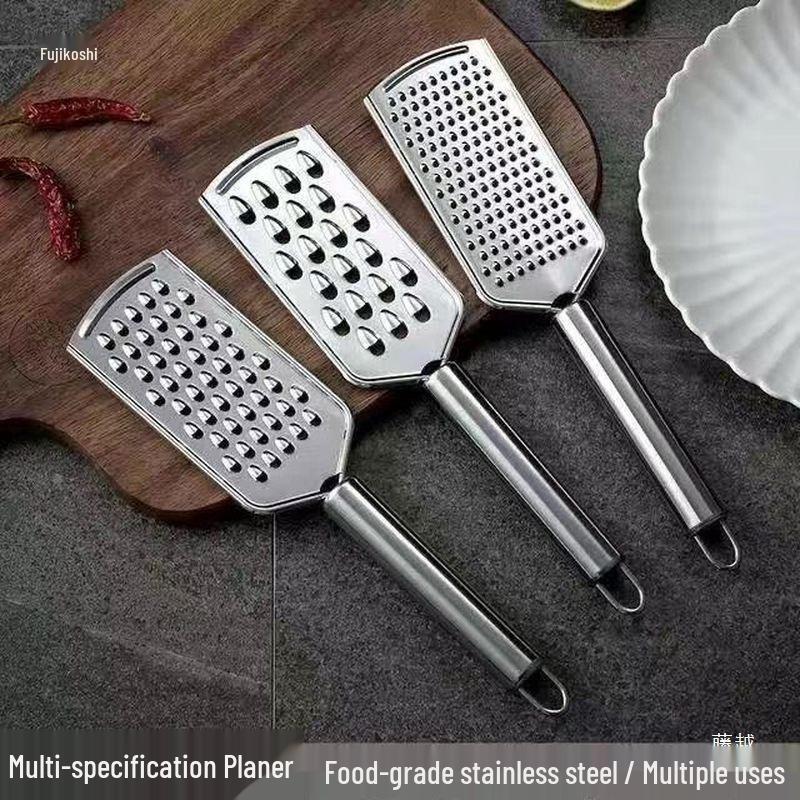 Stainless Steel Cabbage Grater and Vegetable Cutter Set with Patterned Knife and Dumpling Filling Scraper Tool.
