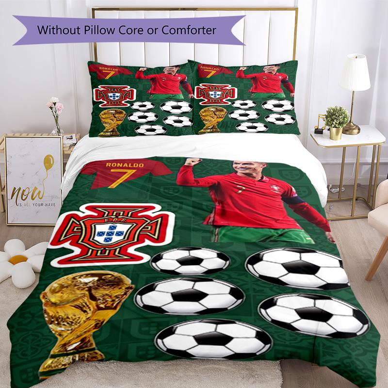 Cristiano Ronaldo Bedding Set Breathable Duvet Cover with Pillowcases Decorative Bed Linen for Bedroom Home Decoration Birthday Gift