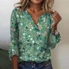 Summer V-neck  Shirt For Women Floral Print Tunic Summer Tops Dressy Casual Bell 3/4 Sleeve V Neck Spring Blouses