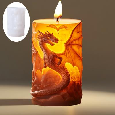 Skrzydła dinozaura reliefowa cylindryczna świeca silikonowa forma rozłożone skrzydła reliefowa cylindryczna forma żywiczna relief smoka formy gipsowe