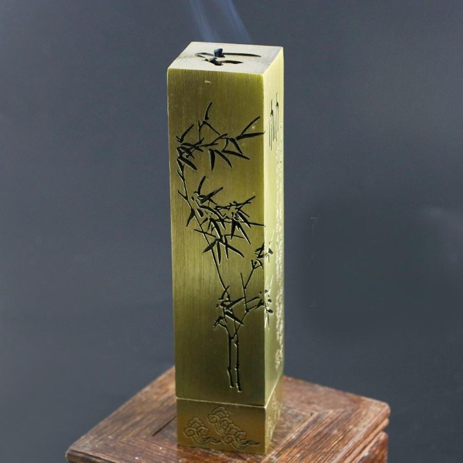 Antique Heart Sutra Bronze Incense Burner Vertical Alloy Incense Holder for Stick Incense Zen Meditation Home Decor Unique Gift