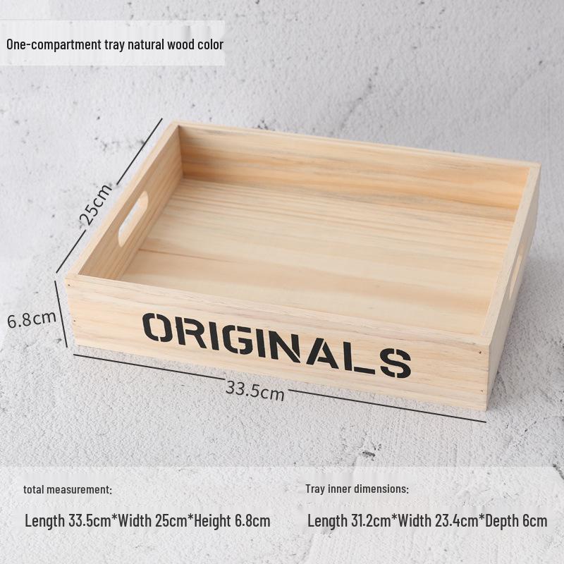 Retro Wooden Multi-Grid Desktop Storage Box and Display Tray