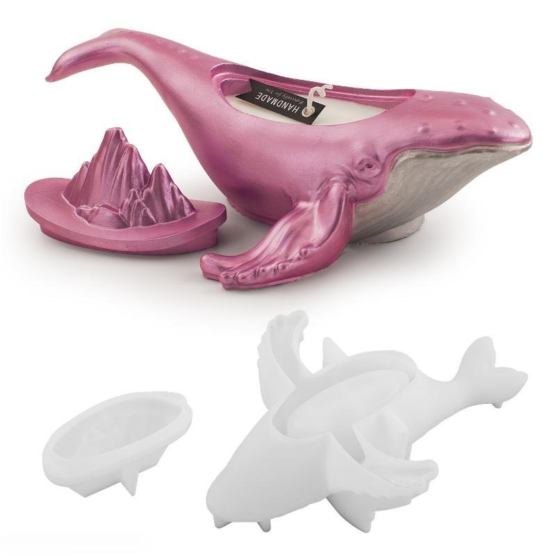 DIY Gipscement Handmade Aromaterapi Med Lock Ljus Kopp Val Ocean Lagring Gipsspegel Silikon Mögel Prydnad Molds Accessories