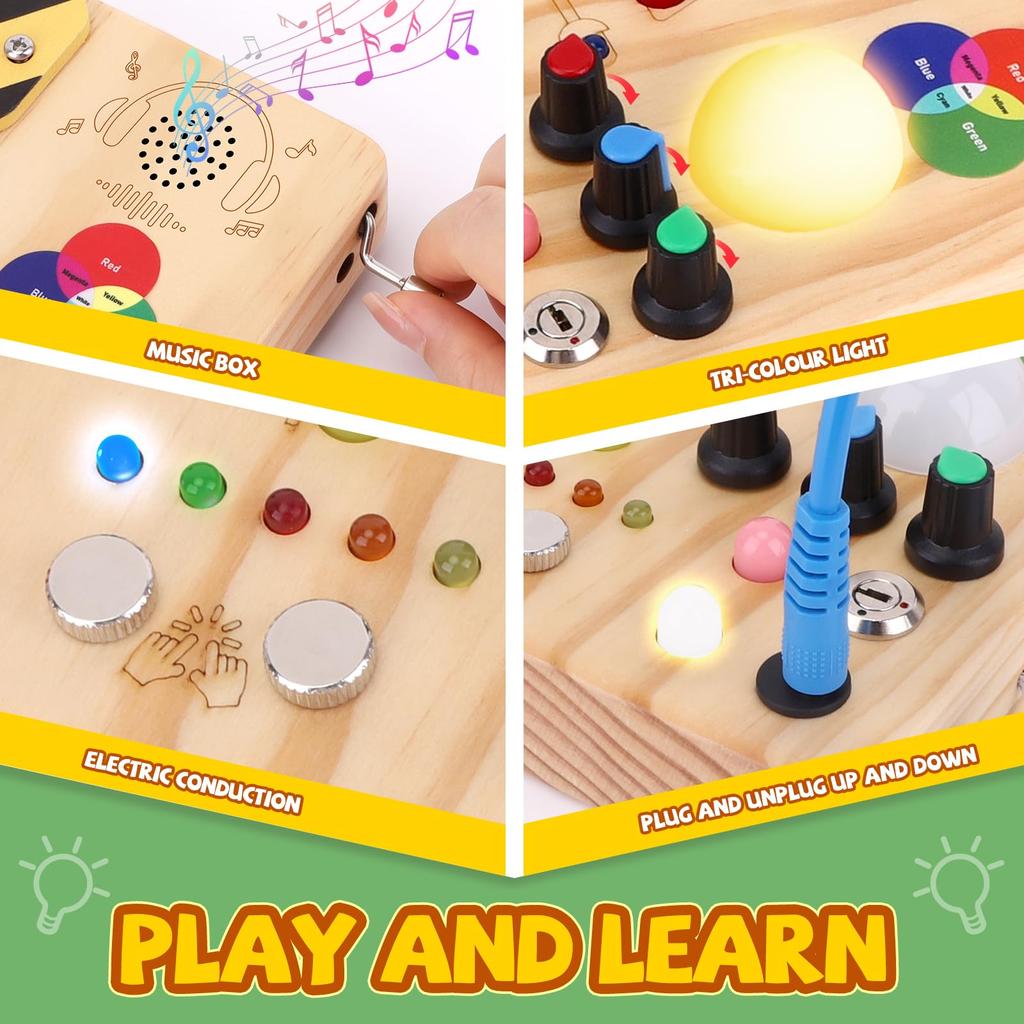 Beschäftigungsspielzeug für Jahre Holz Kleinkind Autismus Sensorisch Reise Ideales Geschenk für Einjährige Jungen Brettbrett,Montessori 1-3 Jahre, Spielzeug, Spielzeug, 1+ (Beschäftigt v4)