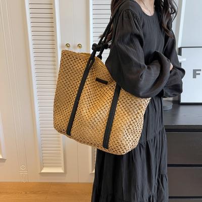 Elegant Ladies Straw Woven Handbag Women Holiday Beach Bag Casual Shopper Tote Top-Handle Bags