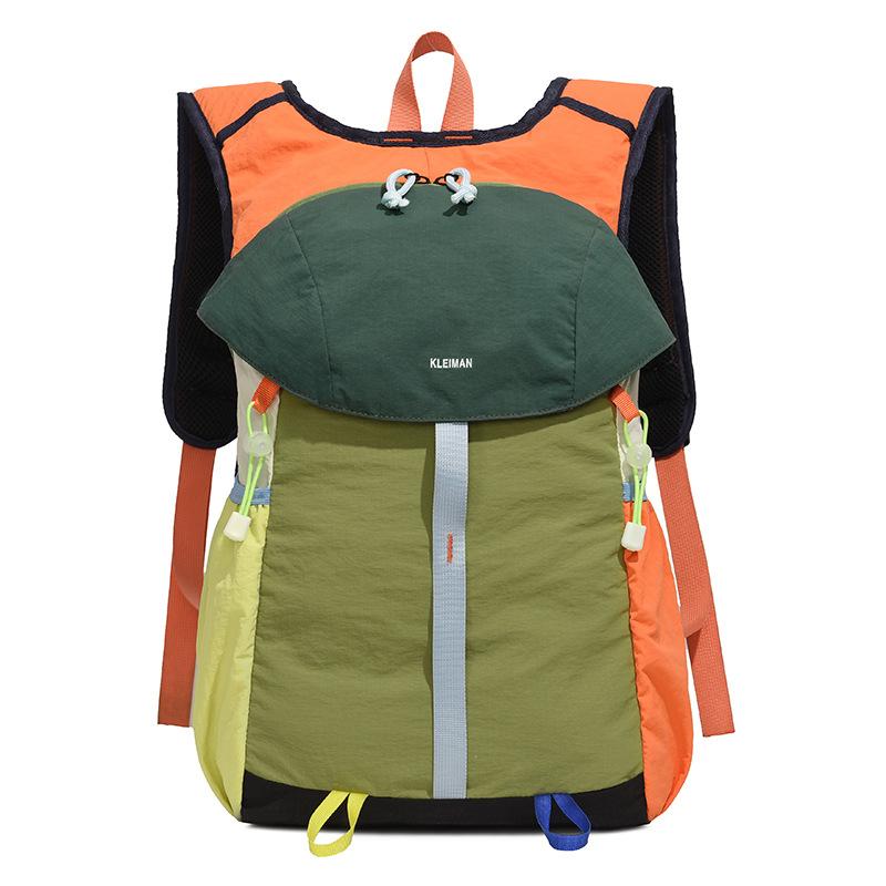 Schoolbag Large Capacity Water-Repellent Casual Travel Backpack for Men and Women Dopamine Color Block Patchwork Outdoor Hiking and Mountaineering