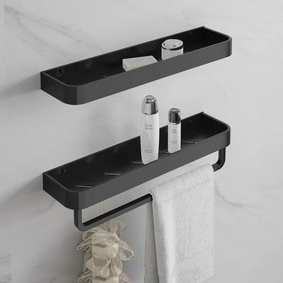 Tuqiu Black Bathroom Shelf Bath Shower Shelf White Bathroom Corner Shelf Wall Mounted Black Aluminum Kitchen Storage Holder