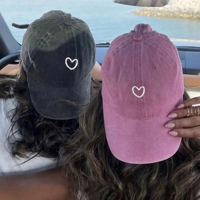 1pc Hand Drawn Heart Hat Women Embroidered Baseball Cap Cute Baseball Hat Adjustable Women Baseball Cap Baseball Cap