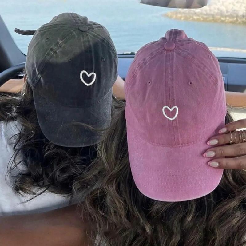 1pc Hand Drawn Heart Hat Women Embroidered Baseball Cap Cute Baseball Hat Adjustable Women Baseball Cap Baseball Cap