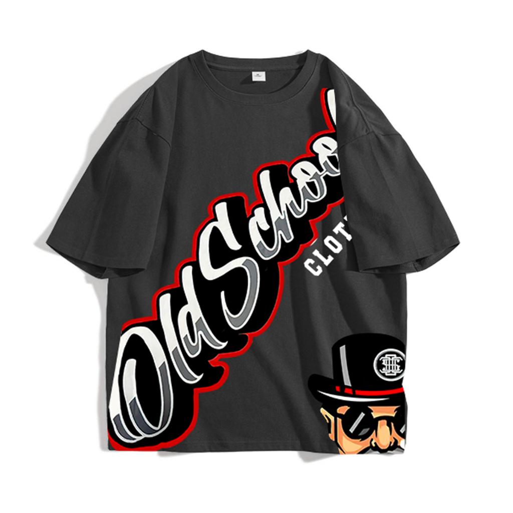 Oversize T-shirt for Men Casual Loose Cotton Round Neck cloting retro culture tshirt