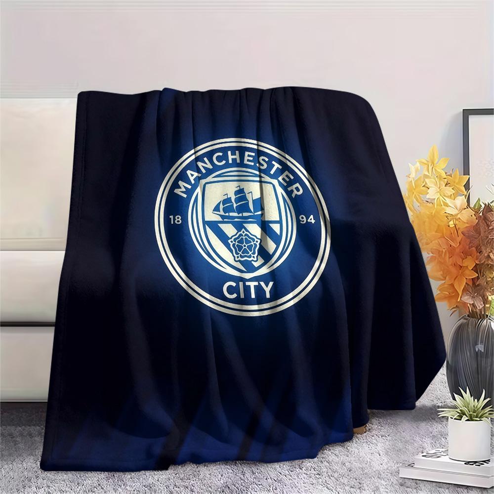 Manchester City Football Club Flannel Blanket, High quality Comfortable for All Seasons, Home Decor, Warmth and Comfort