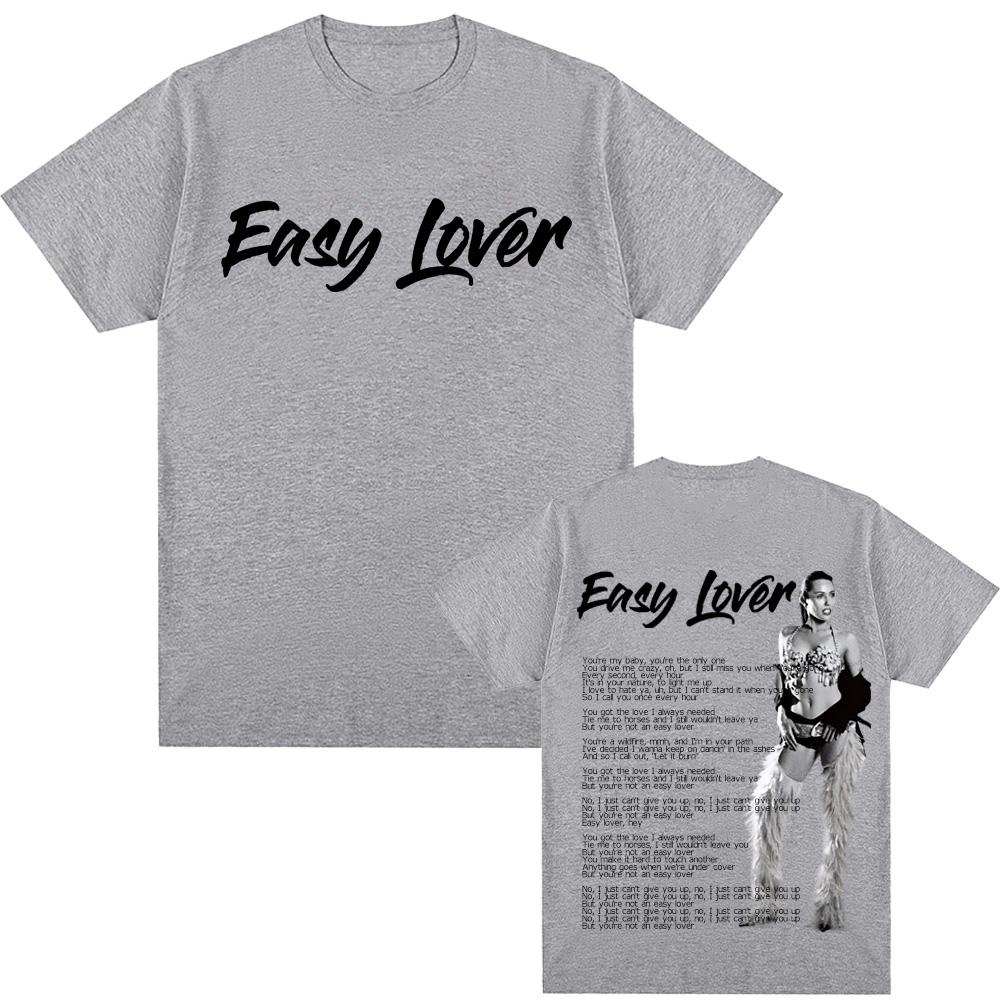 Miley Cyrus -Easy Lover Tshirts Graphic Print T-shirts Men Women Fashion Casual Rock Streetwear Cotton Short Sleeve High Quality