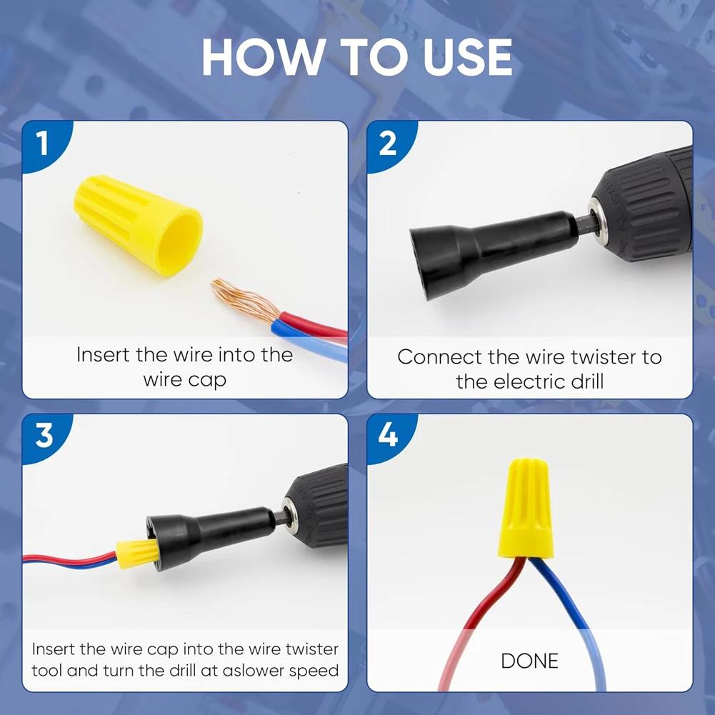Quickly Twister Hand Tools Aluminum Alloy Spin Twisting Wire Connector Socket with 1/4 Chuck for Drill and Wire Connector Driver