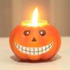 Halloween Pumpkin Lamp Decoration Creative Ghostface Pumpkin Candle Holder Outdoor Indoor Home Party Desktop Resin Ornaments