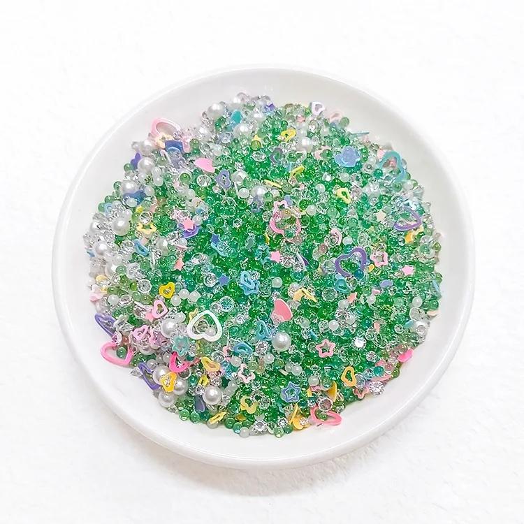 50g/Beutel Gemischte Harz Glitzernde Lochlose Perlen 2mm-7mm Strasssteine Schillernde Perlmuttfarbene Creme Imitation Blase Bastelzubehör