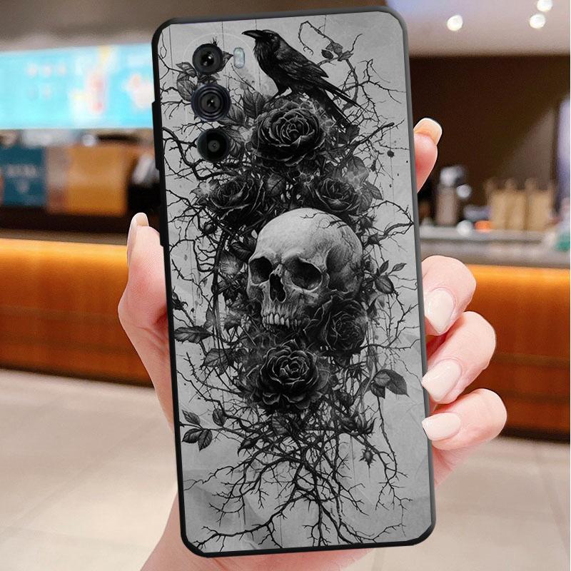 Skull Head Flower Art Phone Case For Motorola Edge 50 40 Pro 60 50 40 30 Ultra Neo Fusion Moto G Play G Stylus G Power G 2025