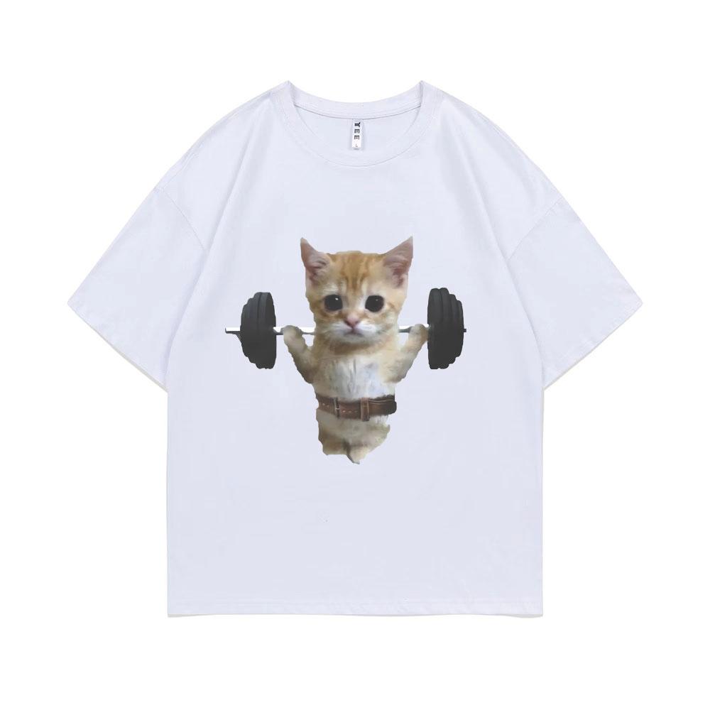 Funny Gym Sam Sulek Cat Graphic Print T-shirts Men Women Cute Fitness Pump Cover Tshirt Male Oversized Meme T Shirt Short Sleeve