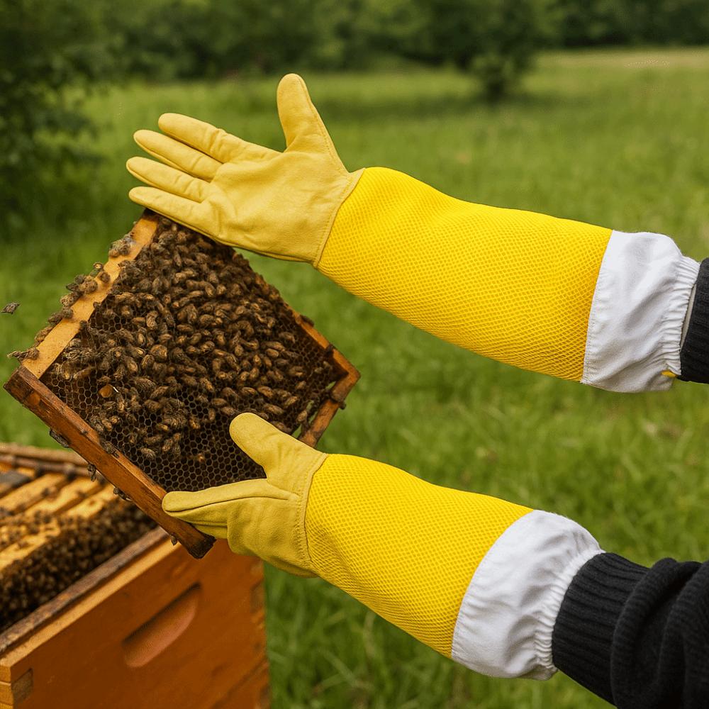 Leather Beekeeping Gloves Breathable Mesh Ventilated Gloves  Beekeeping Supplies