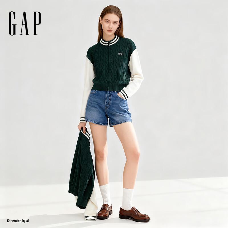 Women s Embroidered Logo Wool Blend Cable Knit Sweater 160/84A