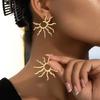 Vintage Metal Sunflower Stud Earrings For Women Exaggerated Gold Color Big Sun Irregular Statement Earrings Jewelry Accessories