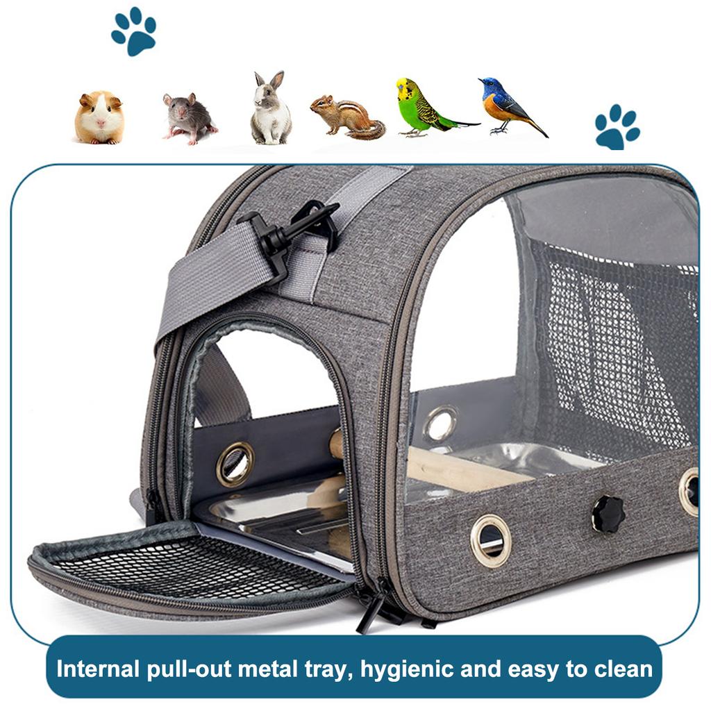 Portable Parrot Carrier Bag Bird Backpack with Perch for Birds Cage Side Window Foldable Samll Pet Travel Cage Bird Supplies