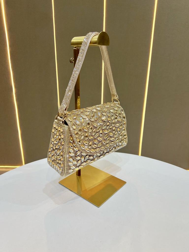 Elegante PU-Handtasche mit verziertem Kristall für Abendessen und Partys