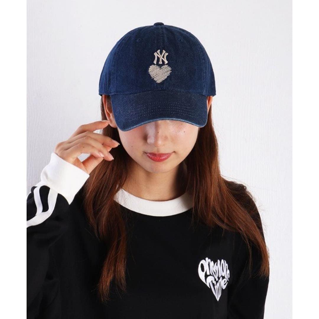 Used MLB Korea Denim Heart Unstructured Ball Cap Yankees