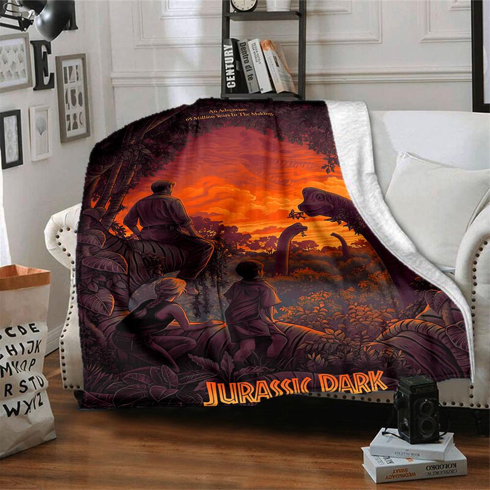 1pc Dinosaur, Adventure Blanket Lightweight Flannel Blanket Throw Blanket For Sofa, Bed, Travel, Camping, Livingroom, Office, Couch